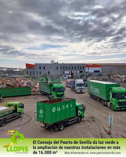 Llopis amplía sus instalaciones en el Puerto de Sevilla con más de 16.000 m² dedicados al reciclaje y tratamiento de residuos